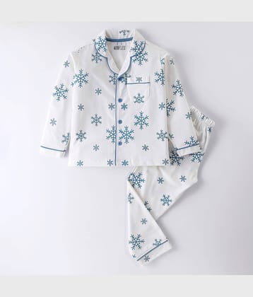 Nite Flite Pack of 1 Boys 100% Cotton Nightsuit Set ( Off White )