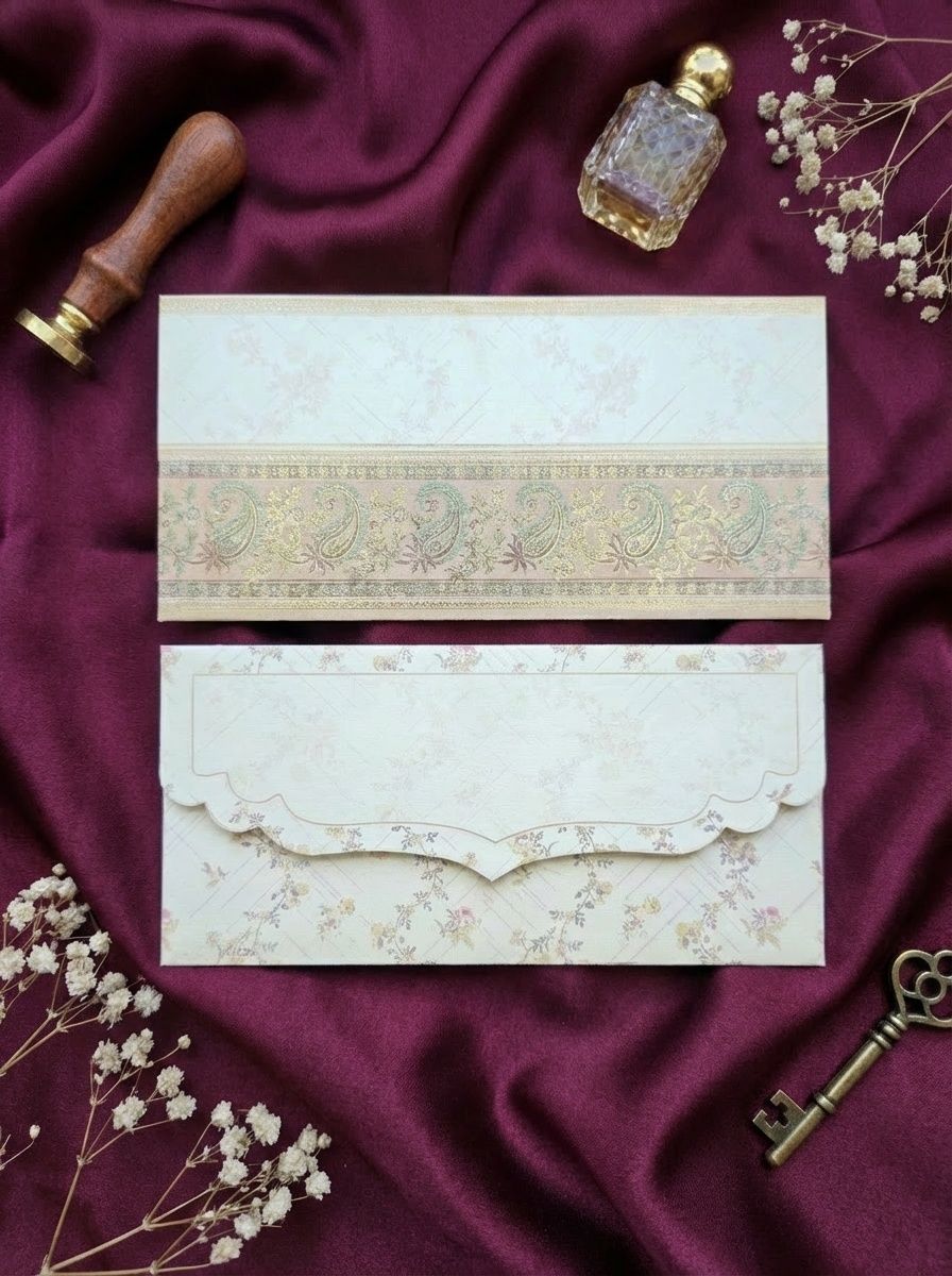 The Paisley Blush Invite – Traditional Festive Money Envelope for Shagun & Celebrations