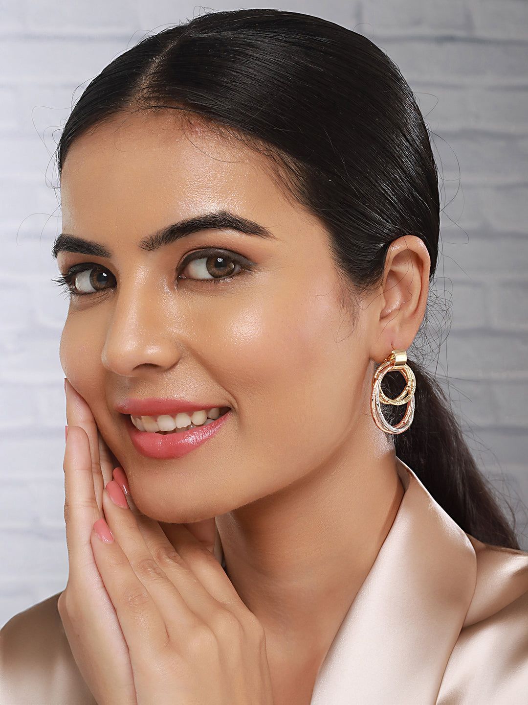 Anti-Tarnish Gold Plated Concentric Small Hoop Minimal Studds earrings