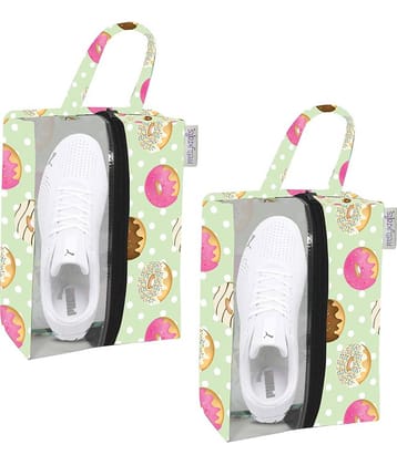 PrettyKrafts Designer Portable Travel Half Transparent Shoe Cover|Dust-proof Shoe Organizer Space Saving Storage Bags,doughnut Set of 2