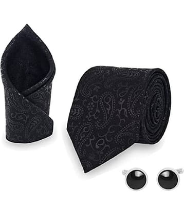 PENYAN Black Printed Satin Necktie