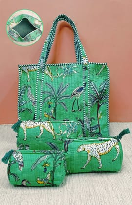 Cotton Tote Bag with Zip & Pouch Combo