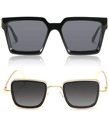 Kanny Devis - Black Rectangular Sunglasses ( Pack of 2 )
