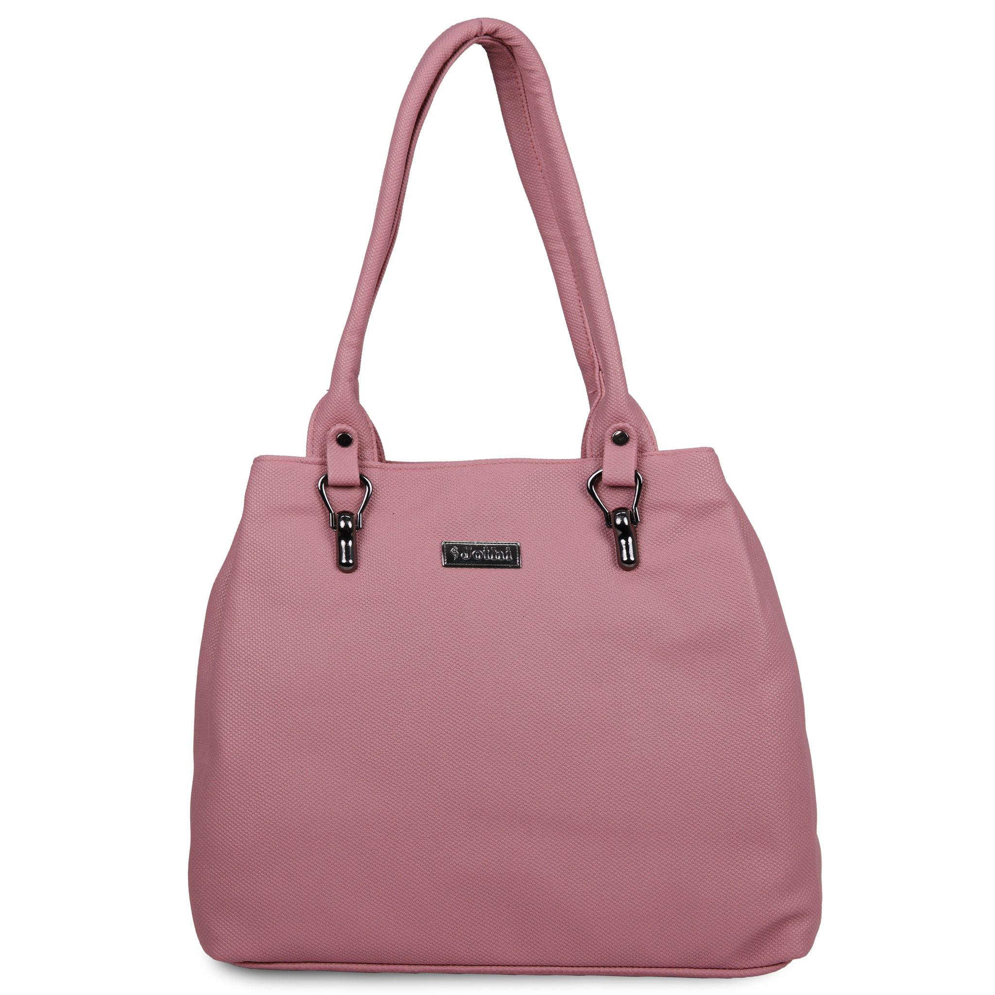 Jothi Lumira Premium Womens Handbag | Multi-Compartment Synthetic Leather Tote | Pebbled Finish | Soft Base | Water-Resistant | Dusty Pink