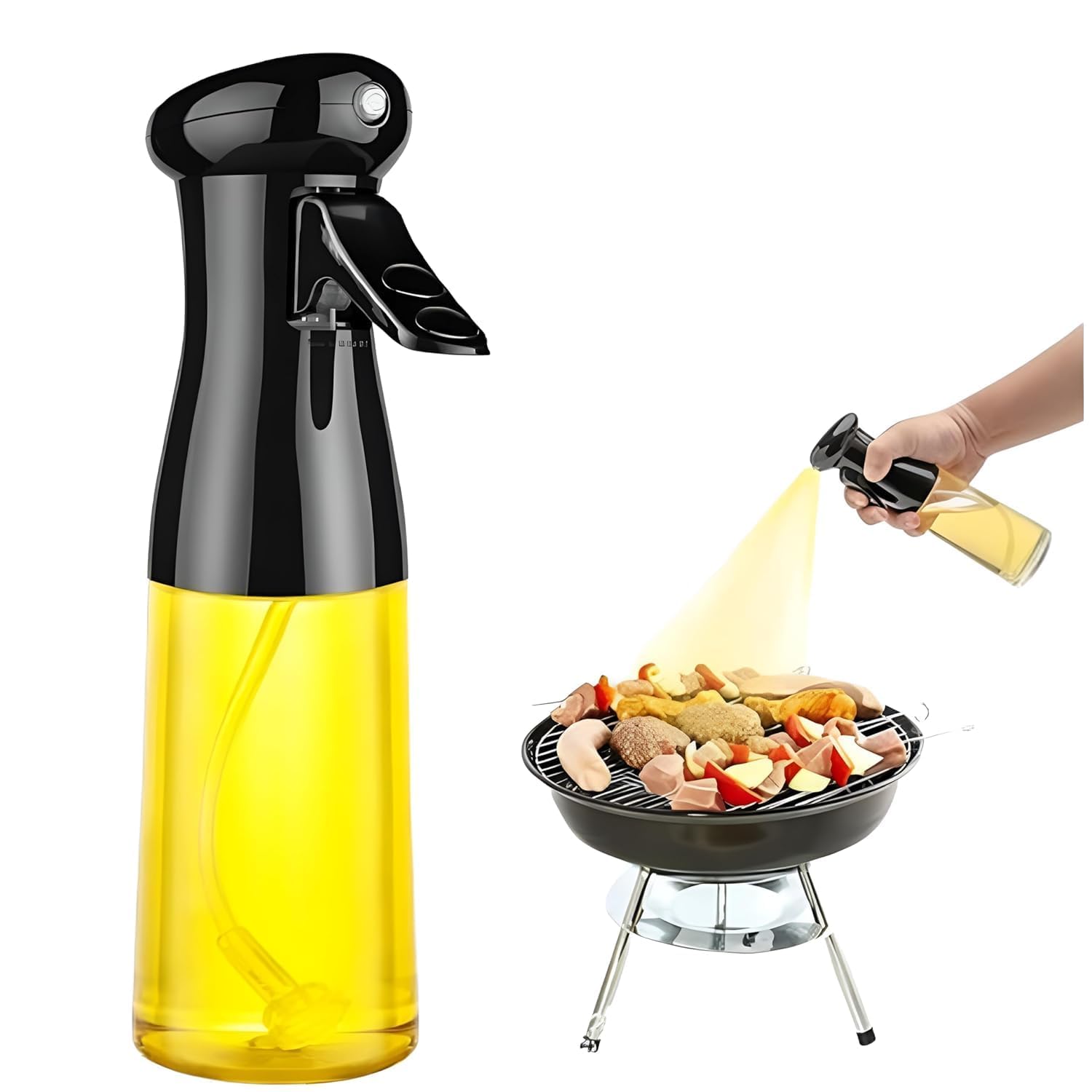 2-in-1 Olive Oil Sprayer and Dispenser Bottle for Kitchen | 500ml Glass Oil Bottle with Premium Nozzle | Cooking Oil Sprayer for Healthy Cooking and Salad Making (Spray Bottle)