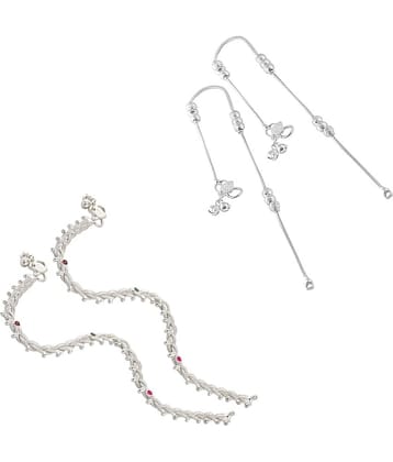 HEER COLLECTION - Silver Anklets ( Pack of 2 )