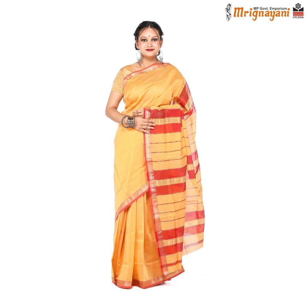HANDLOOM MAHESHWARI SILK SAREE WITH BLOUSE (SKU - 3S0109230422, SAREE-1129) - Sarees | Buy online on ZillyBuy