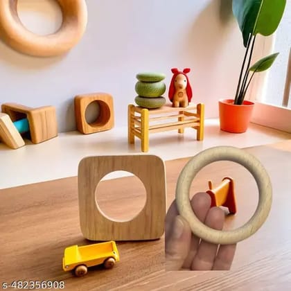 Neem Wood Teether Square Shape and Ring Shape Beat Neem teether for baby