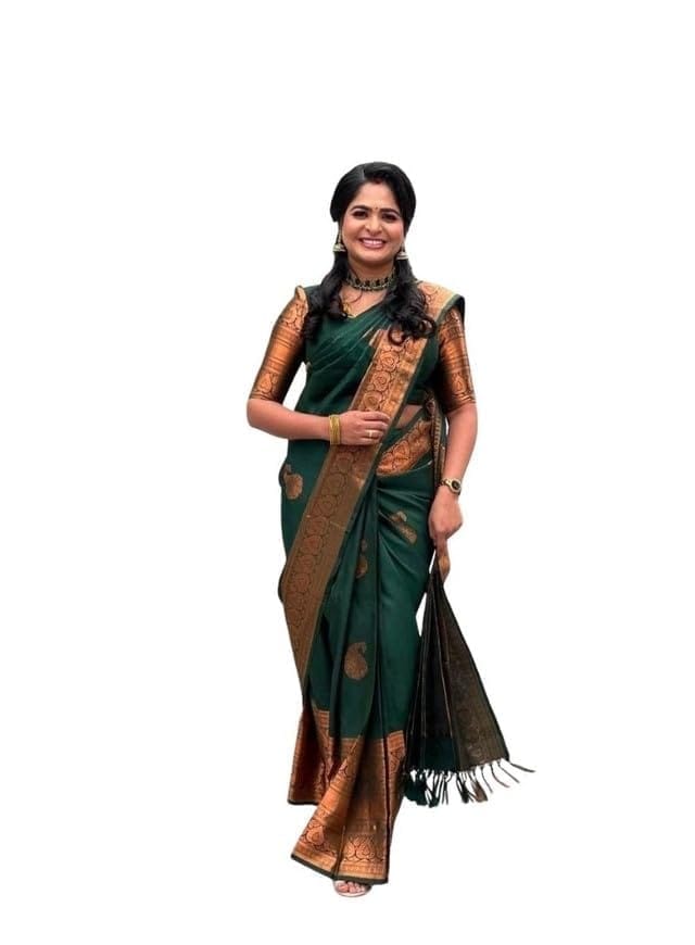 Women's Soft Lichi Silk Printed Saree With Unstitched Blouse 5.5Mtr (Green)-PID63600