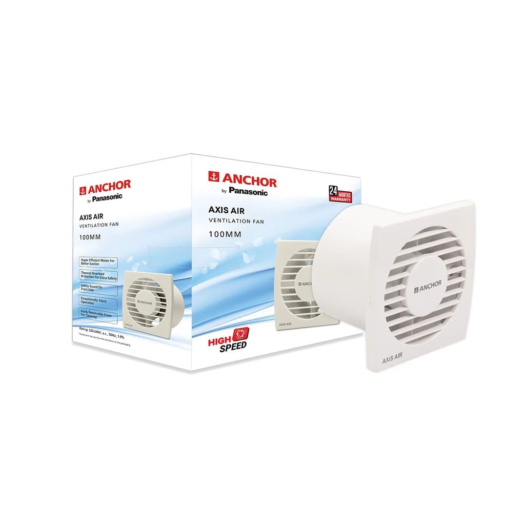 Anchor Axis Air 100mm Pipe Exhaust Fan (White, 14089WH)