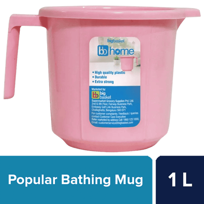 BB Home Popular Plastic Bathing Mug - Sturdy & Durable, Pink, 1 L (1 pc)
