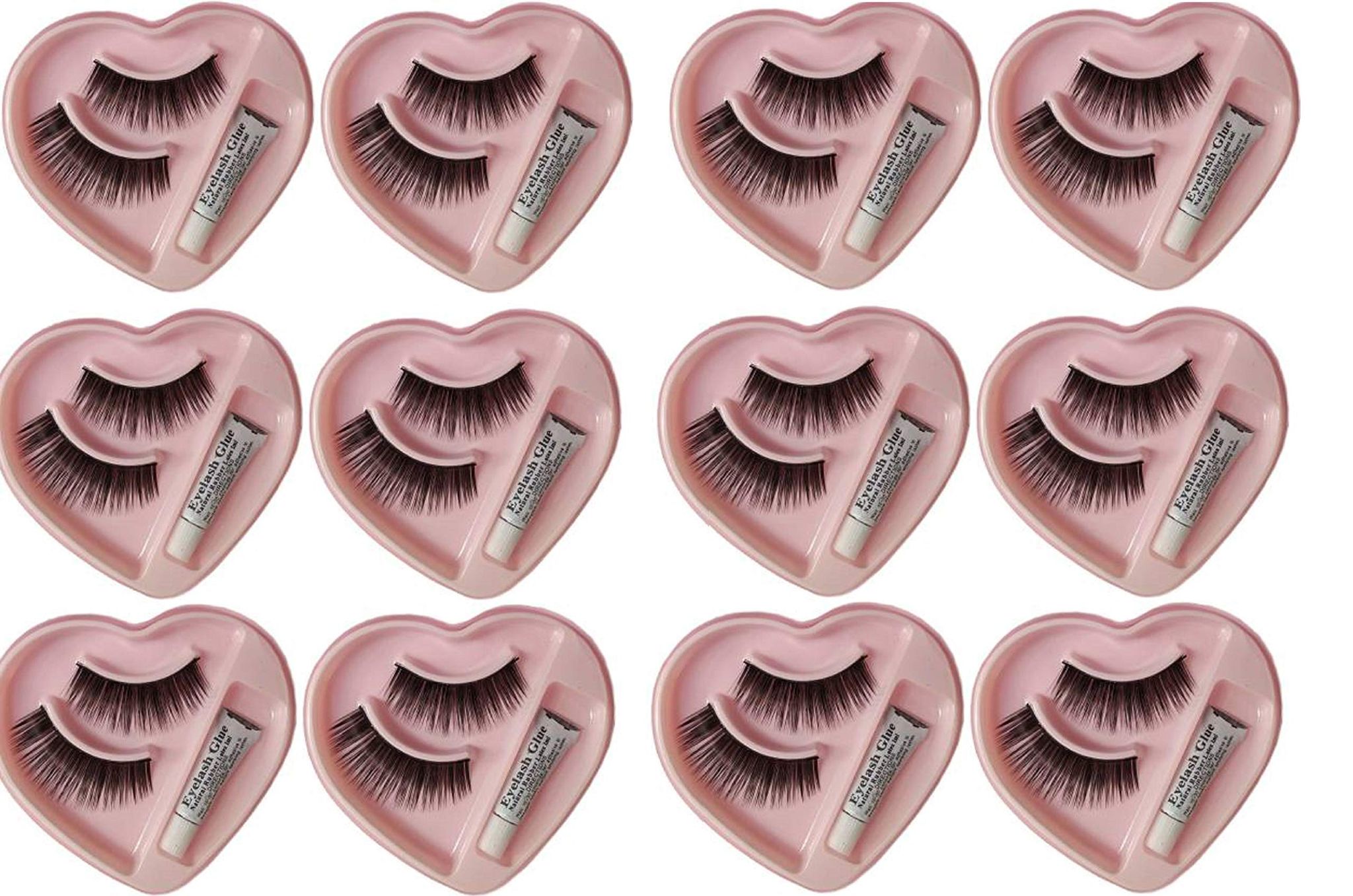 Glamezone False Eyelashes for Pretty Eye Makeup with glue Pack of 12