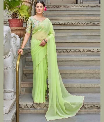supalee Tex Georgette Solid Saree With Unstitched Blouse Piece ( Multicolor1 )