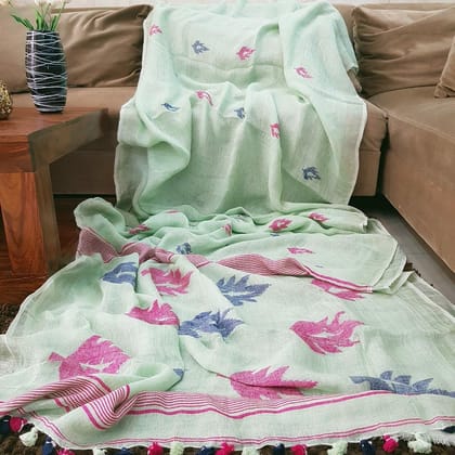 AWESOME LINEN COTTON PRINTED SAREE - 1858