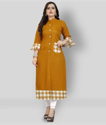Lerkiza - Rust Cotton Women's Straight Kurti ( Pack of 1 )