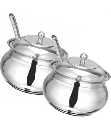 erum - ghee pot Silver Steel Honey Container ( Set of 2 ) - 200 ml