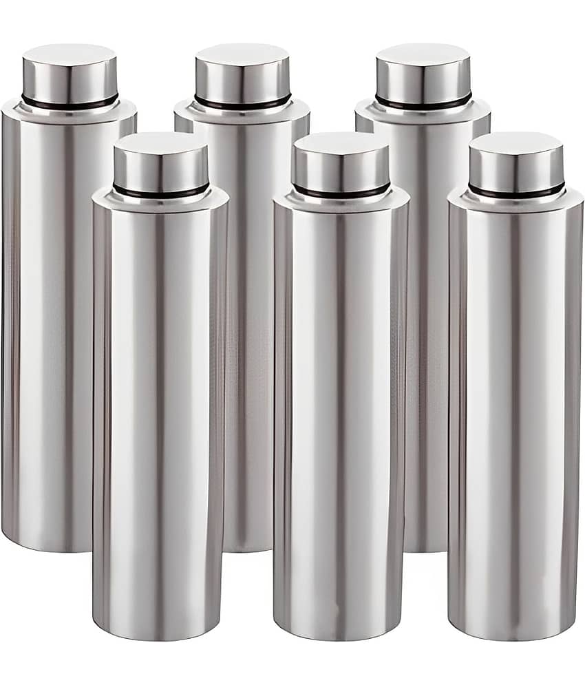 Visaxmi Steel Water Bottle Silver Steel Fridge Water Bottle 1000 mL ( 6 )