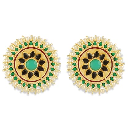 Royal Gold Kundan & Pearl Stud Earrings  Ethnic Statement Jewelry for Weddings & Festive Wear