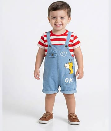 CUTEVIBE Pack of 1 Unisex Cotton Blend T-Shirt & Dungarees Set ( Multicolor )