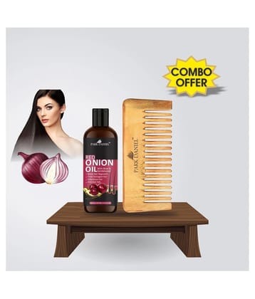 Park Daniel  Red Onion Oil+ Neem Wooden  Wide tooth Comb Pack of 2