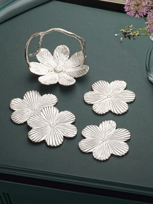 Bloom Coaster (Set of 4)-Silver