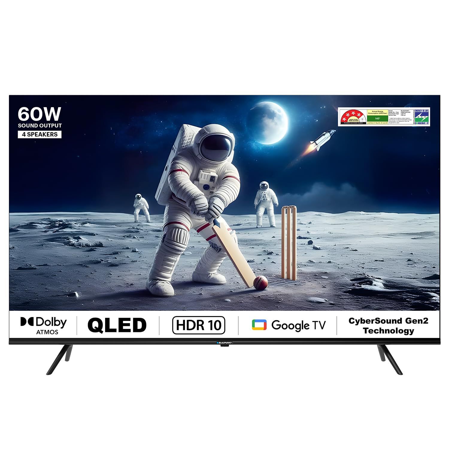 Blaupunkt 139 cm (55 inches) Quantum Dot Series 4K Ultra HD QLED Google TV 55QD7020 (Black) Blaupunkt 139 cm (55 inches) Quantum Dot Series 4K Ultra HD QLED Google TV 55QD7020 (Black) - Black / 55 inches