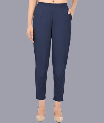 FABISHO Navy Blue Cotton Regular Women's Casual Pants ( Pack of 1 )
