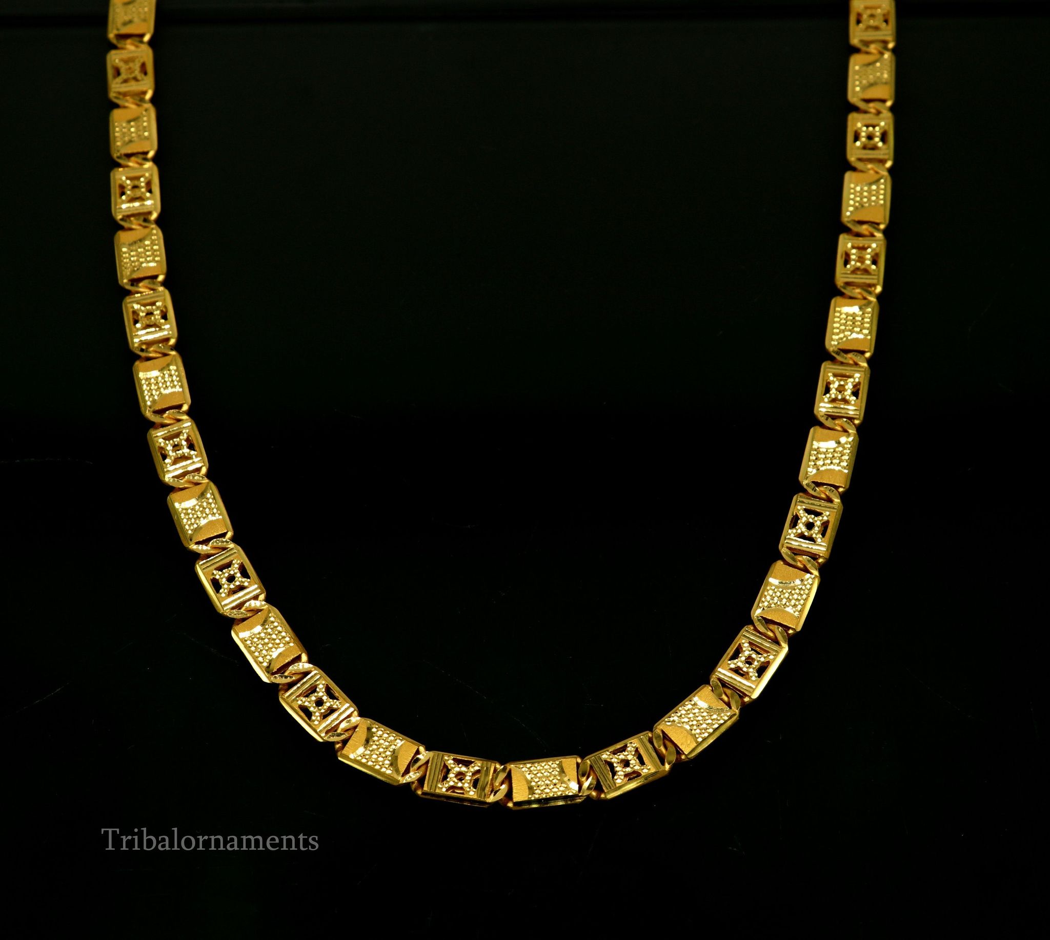 Vintage design Handmade Genuine 22 karat yellow gold gorgeous navabi chain stylish chain gifting royal jewelry from india ch259-18
