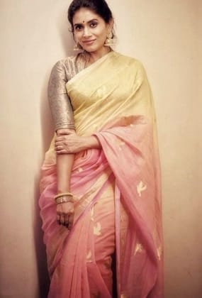 Glorious Yellow And Pink Printed Soft Silk Saree - J-148
