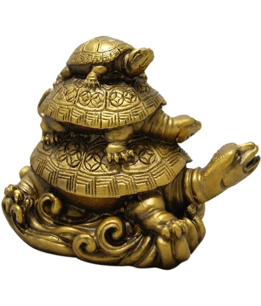 Happy Starstell Golden Resin Fengshui Three Tier Tortoise