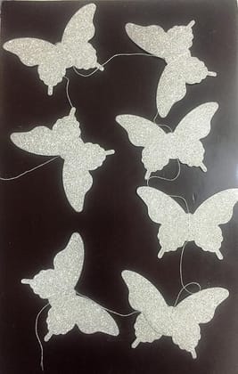 Glitter 20 Butterfly On String Decoration (Silver)
