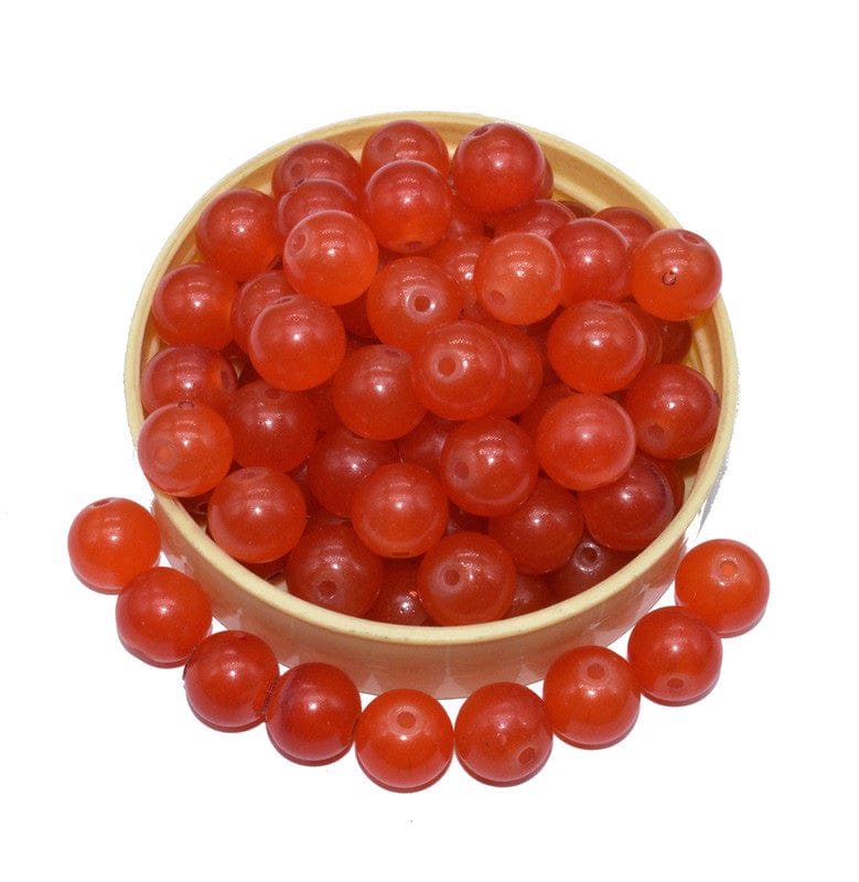 Orange Round Painted Glass Beads For Jewelry Making , (10 MM) ,BWGB-260-1 String in 80 Pieces / 10 MM