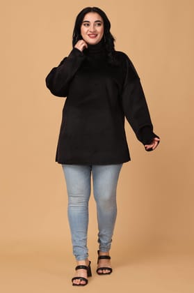 Black Ribbed Knit Top-L / Black
