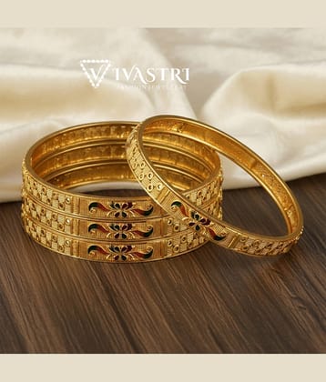 VIVASTRI Gold Bangle Set ( Pack of 4 )