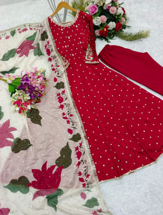Beautiful Party Wear Anarkali Gown -Pent And Dupatta