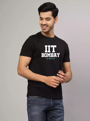 IIT Bombay - Sukhiaatma Unisex Graphic Printed Black T-shirt-XS-36