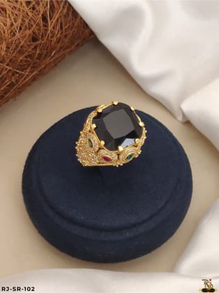 Gleaming Ruby Classic Black Stone Ring for men's-SR-102-16
