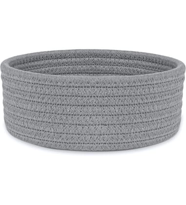 Generic Cotton 8x3 Inch Round 1 Pcs Bedside Organizer With Out Lid (Gray)-PID66373