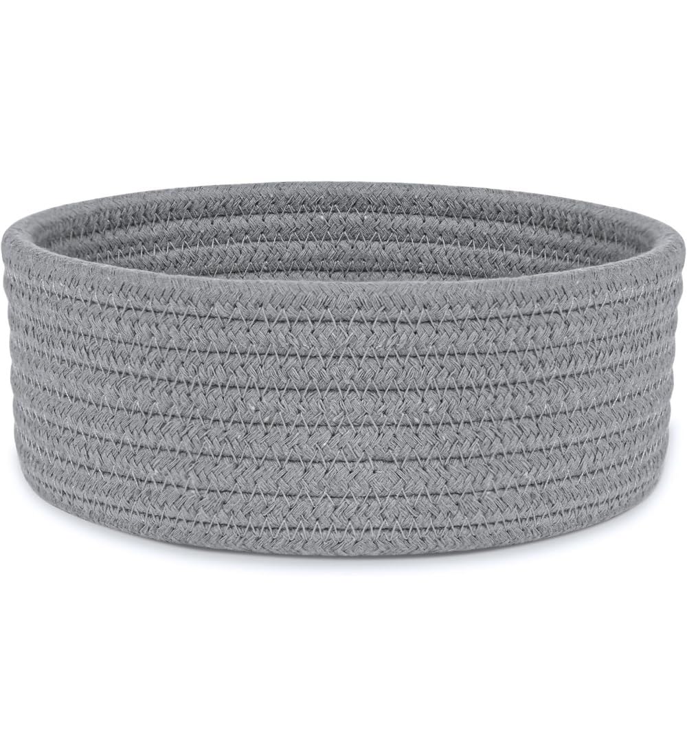 Generic Cotton 8x3 Inch Round 1 Pcs Bedside Organizer With Out Lid (Gray)-PID66373