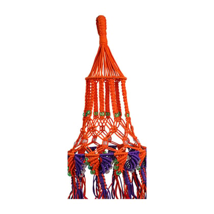 Handmade 3-Layer,12x48 cm, Artificial Beads Jhumar for Pooja, Marriages, Diwali, Eid, Muharram-Blue (Pack of 1)