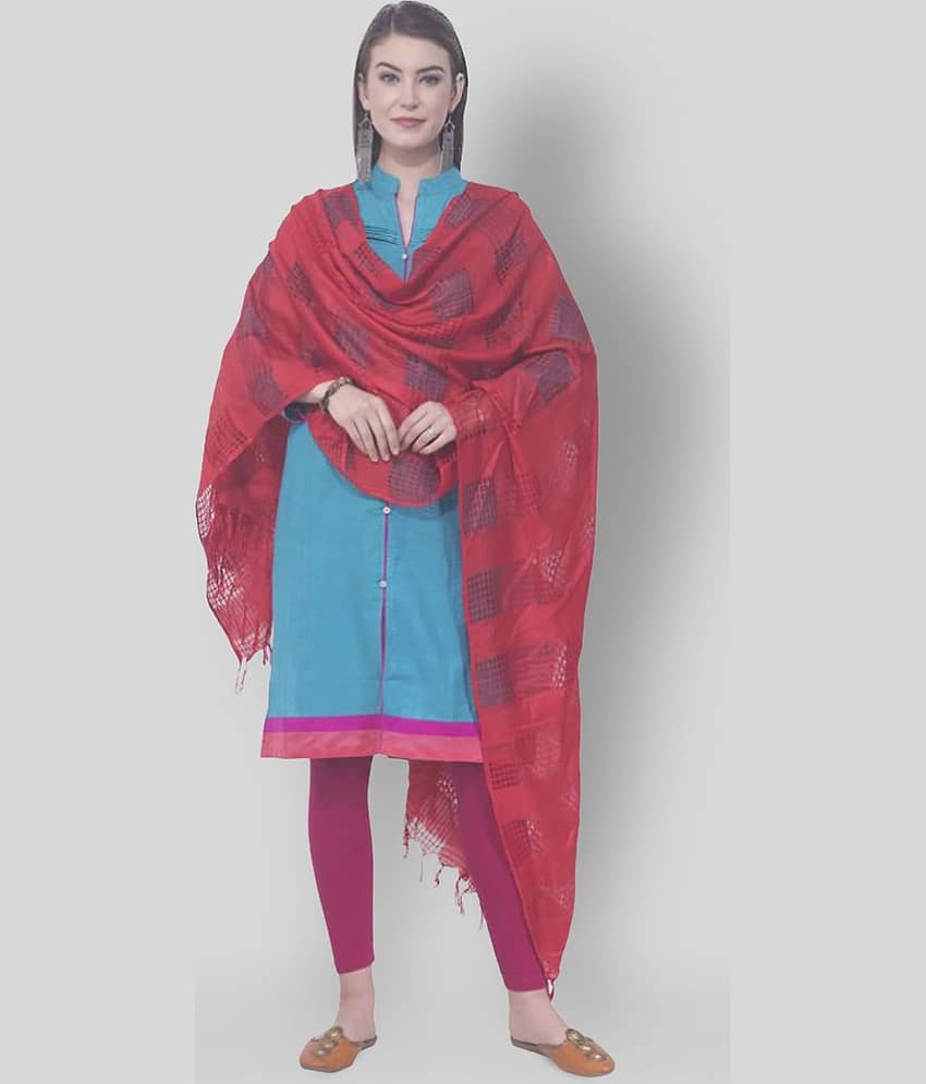 A R Silk Red Cotton Dupatta