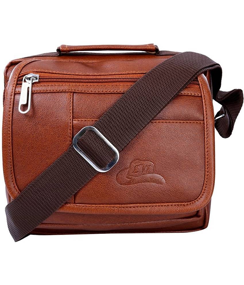 Leather World - Tan Solid Messenger Bags