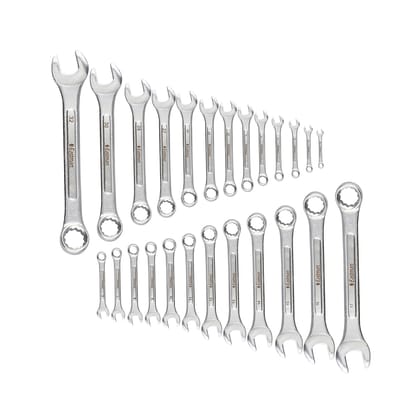 Eastman Combination Spanners - Recessed Panel, Kit-05-250M, Chrome Vanadium Steel, Chrome Plated Set of 25 pcs, Ring Spanner Set Wrench Set Tools (E-2005)