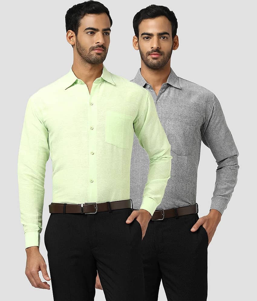 DESHBANDHU DBK 100% Cotton Regular Fit Half Sleeves Men's Formal Shirt - Multicolor ( Pack of 2 )