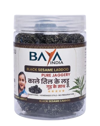 Baya India Black Til Ladoo | Kale Til Laddu with Jaggery & Ghee | Sweet | No Preservative | Energy Booster | Rich in Calcium & Iron | Homemade Style | Soft & Crunchy
