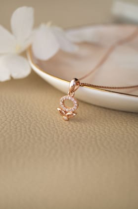 Halo Flower Sterling Silver Pendant-With Chain / Rose