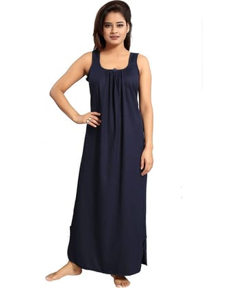 Cinco Navy Blue Cotton Blend Women's Nightwear Nighty & Night Gowns ( Pack of 1 )