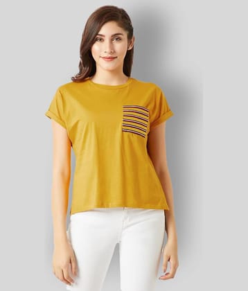 Miss Chase Women Cotton Oversized Fit Round Neck T-Shirt ( Yellow )