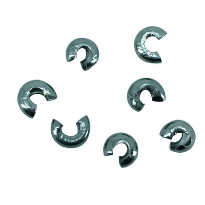 Tarnish Resistant 304-Stainless Steel Crimp Bead Covers 4.5 MM (Pack of 10 pieces) Silver Color Curved For Jewellery Making-10 Pieces