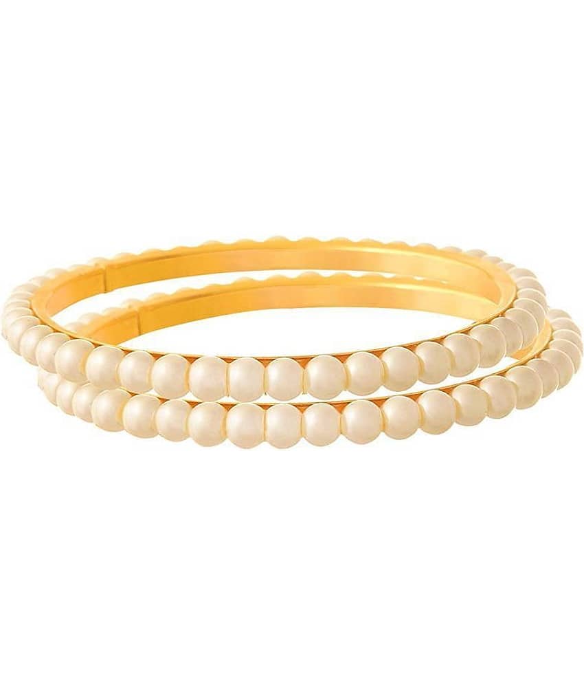 Traditional Ethnic One Gram Gold Plated Pearl Designer Bangle Set for Women